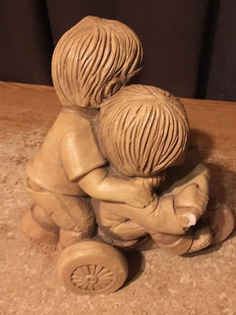 FANNYKINS FIGURINE BILL MACK SOLAR STATUARY EASY RIDER GIRL AND BOY ON TRICYCLE